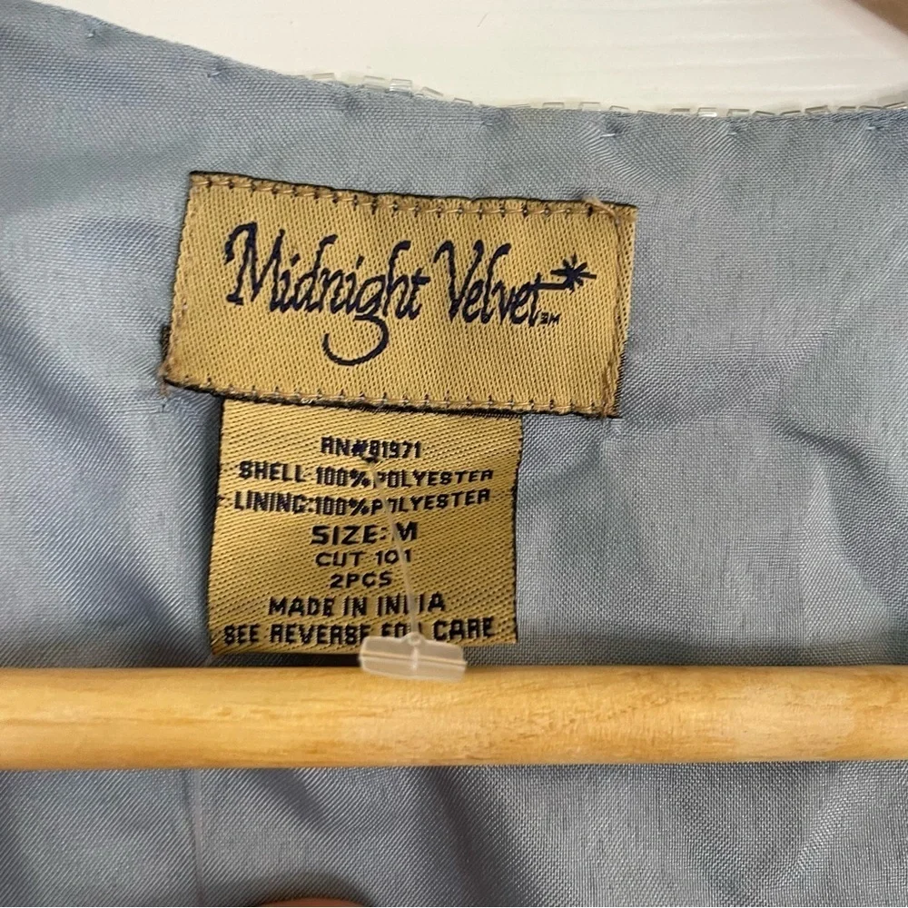 Vintage RARE NEW Midnight Velvet Two-Piece Set Top + Skirt with Sequin Sz Medium - Picture 8 of 12